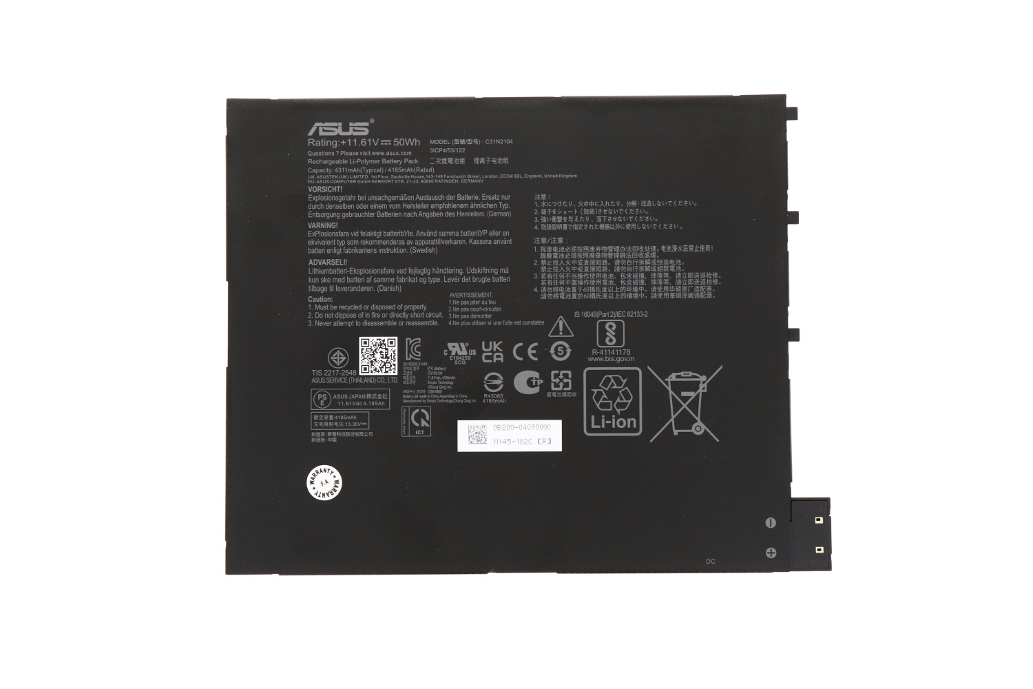 pin laptop Asus X450 X550 A550 X452 X552 – 4 cell