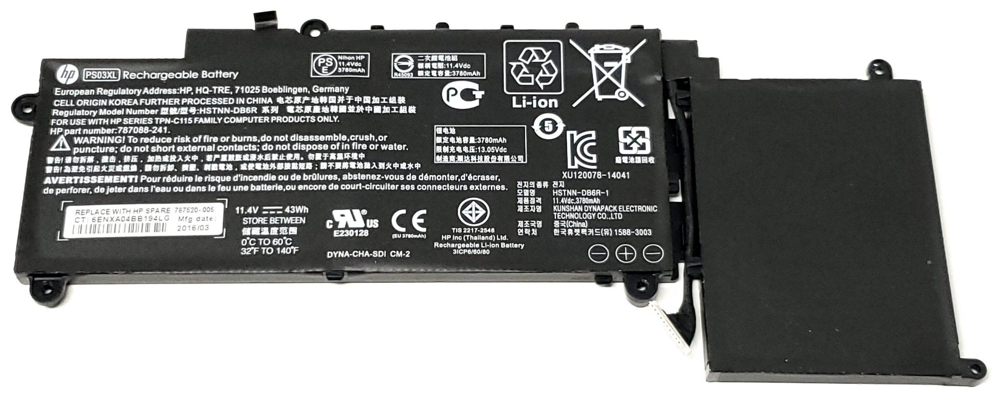 pin laptop HP Pavilion X360 15-bk000, 15-br000 – WA03XL (3 cell)