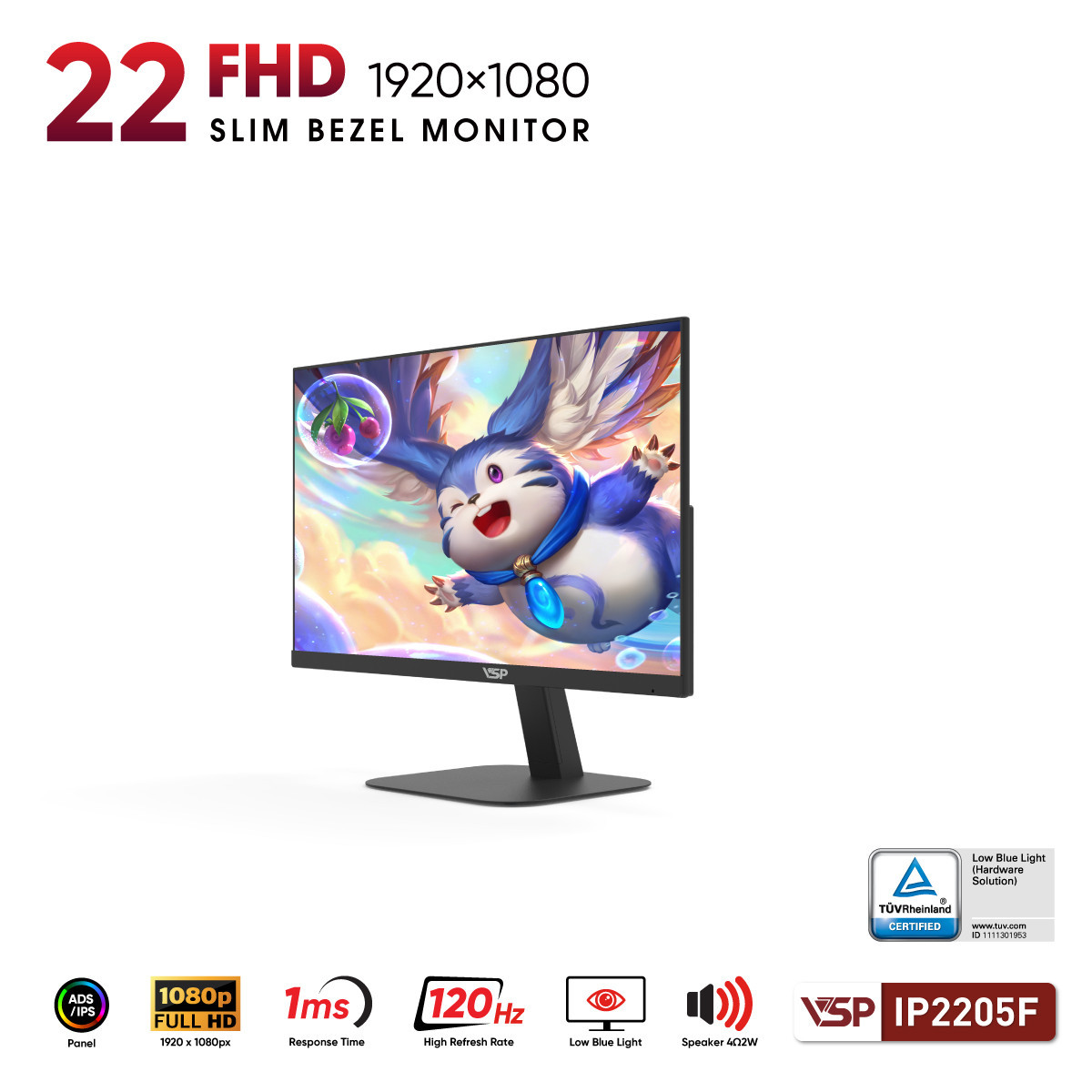 Màn hình Văn phòng VSP IP2205F | 22 inch, FHD, 120Hz, IPS, Speaker - Ảnh 2