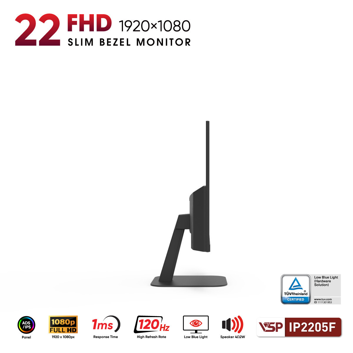 Màn hình Văn phòng VSP IP2205F | 22 inch, FHD, 120Hz, IPS, Speaker - Ảnh 3