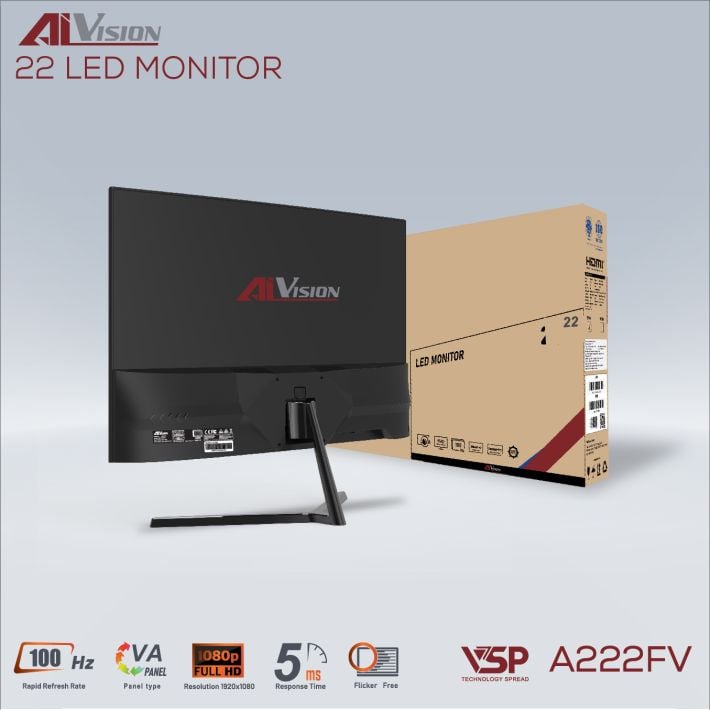 Màn hình văn phòng Aivision A222FV | 21.5 inch, FHD, VA, 100Hz, 5ms - Ảnh 2