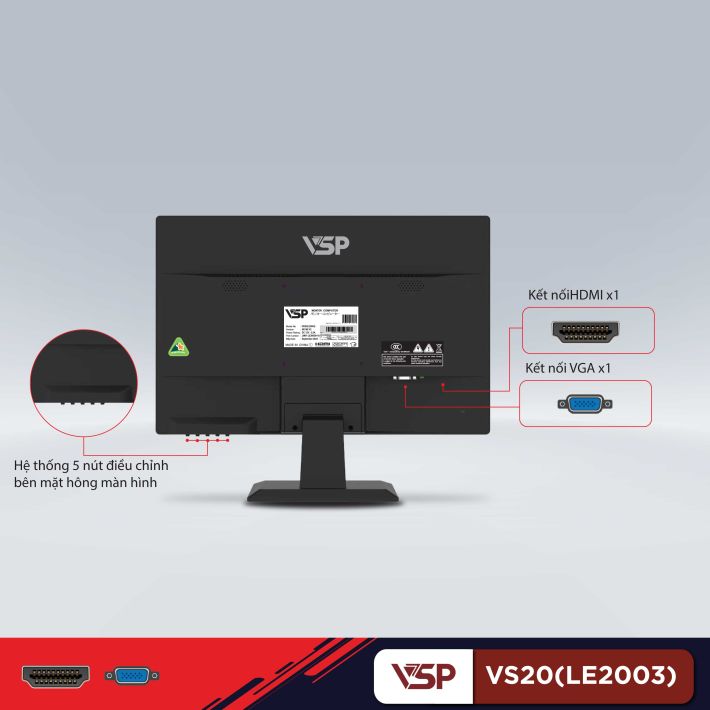 Màn hình Văn phòng VSP VS20 | 19.5 inch, HD+, 75Hz, TN - Ảnh 3