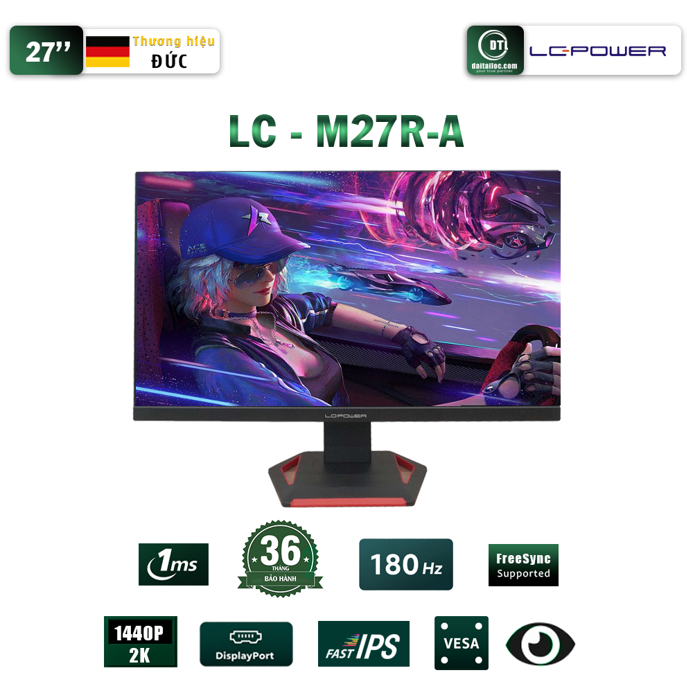 Màn hình Gaming LC-POWER LC-M27R-A | 27 inch, 2K/QHD, 180Hz, IPS, 1ms - Ảnh 3