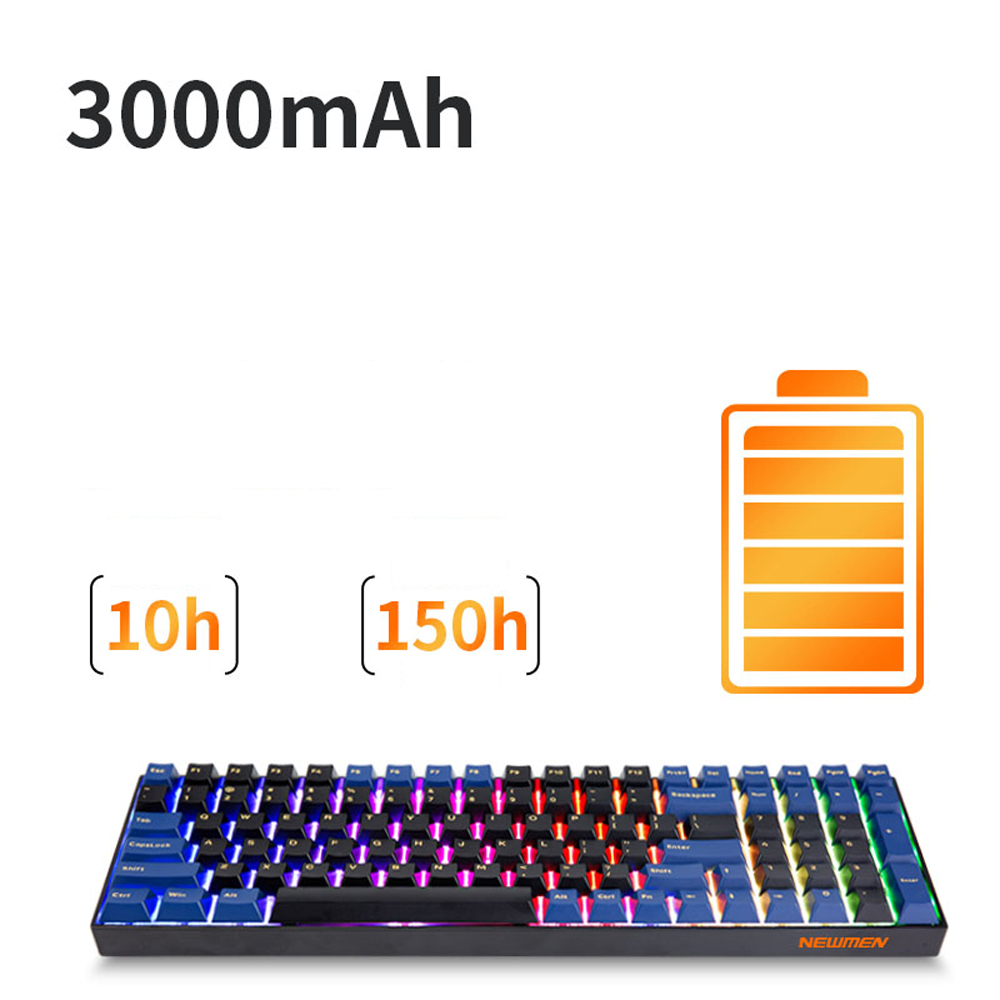 Bàn phím cơ gaming Newmen GM1000 | Wireless, Fullsize, Clicky Switch, RGB, White - Ảnh 4