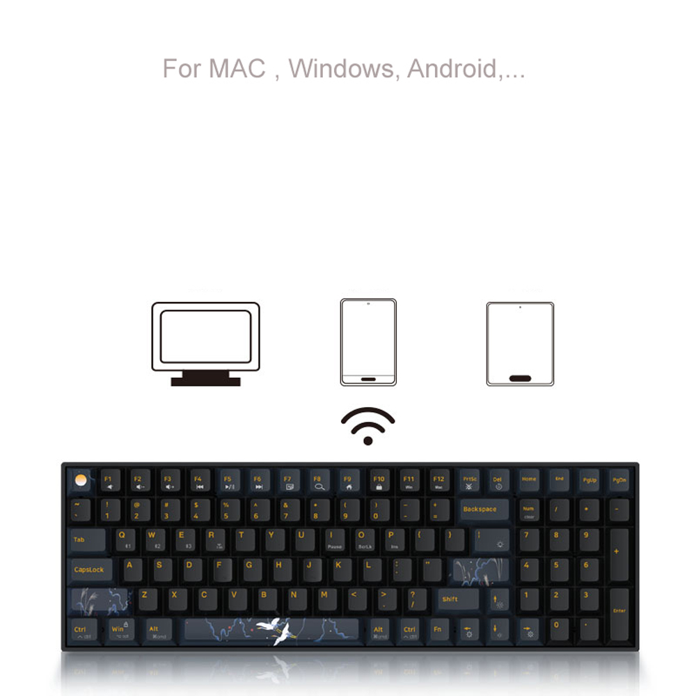 Bàn phím cơ gaming Newmen GM1000 | Wireless, Fullsize, Clicky Switch, RGB, White - Ảnh 5