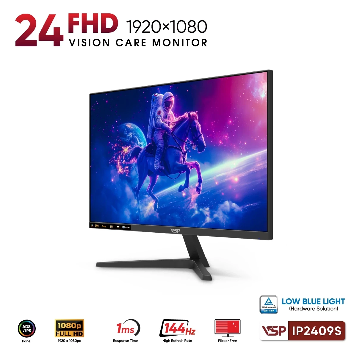 Màn hình Gaming VSP IP2409S | 24 inch, Full HD, IPS, 144Hz, 1ms - Ảnh 3