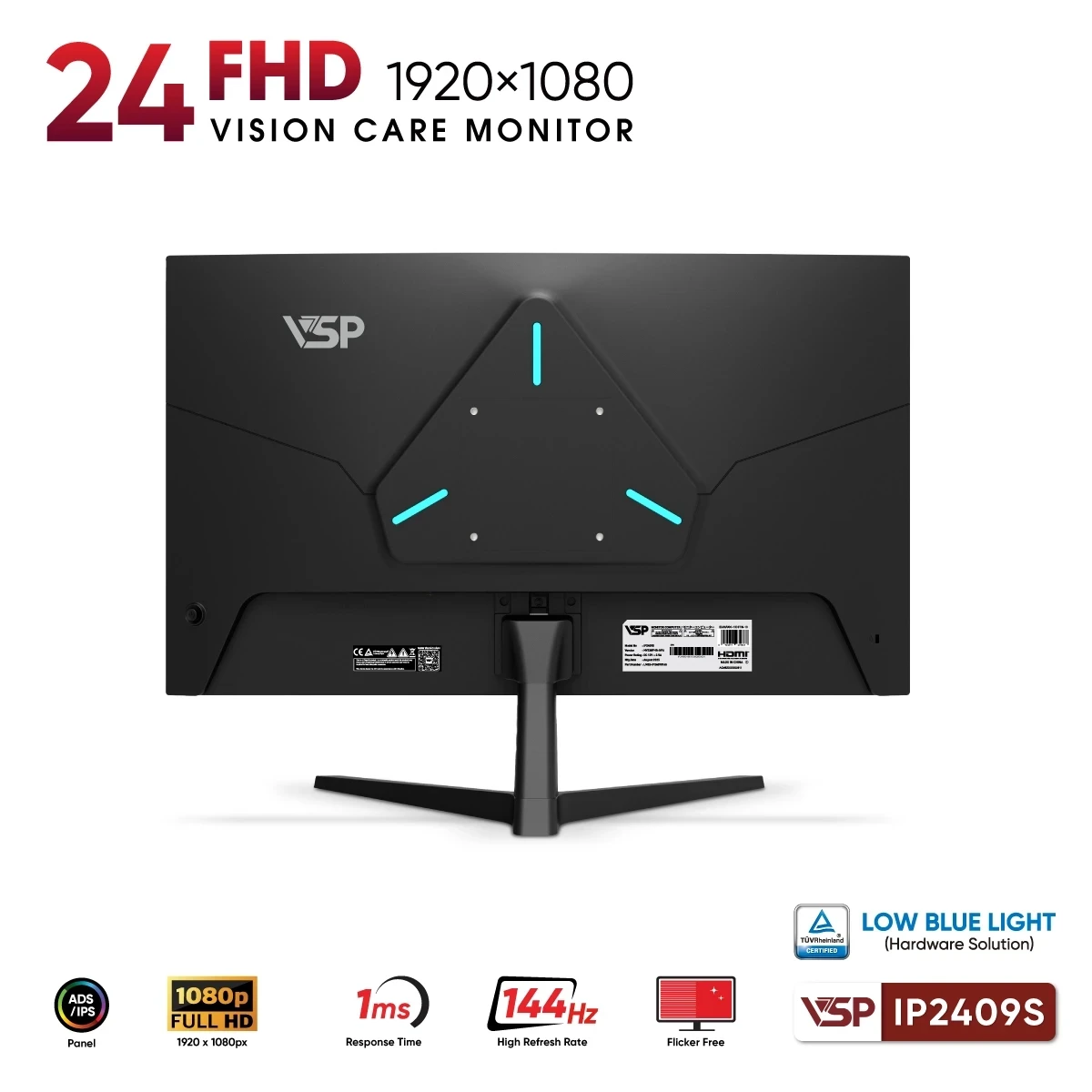 Màn hình Gaming VSP IP2409S | 24 inch, Full HD, IPS, 144Hz, 1ms - Ảnh 5