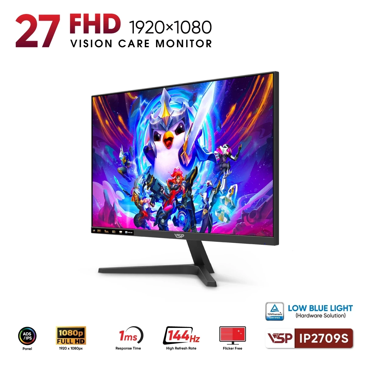 Màn hình văn phòng VSP IP2709S | 27 inch, Full HD, IPS, 144Hz, 1ms - Ảnh 3