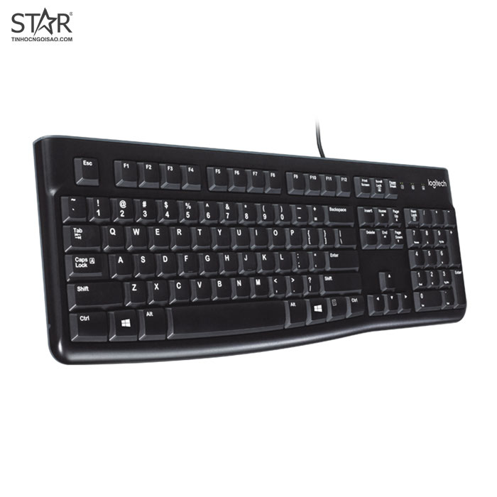 Bàn phím giả cơ văn phòng Logitech K120 | Có dây, Fullsize, Black - Ảnh 2