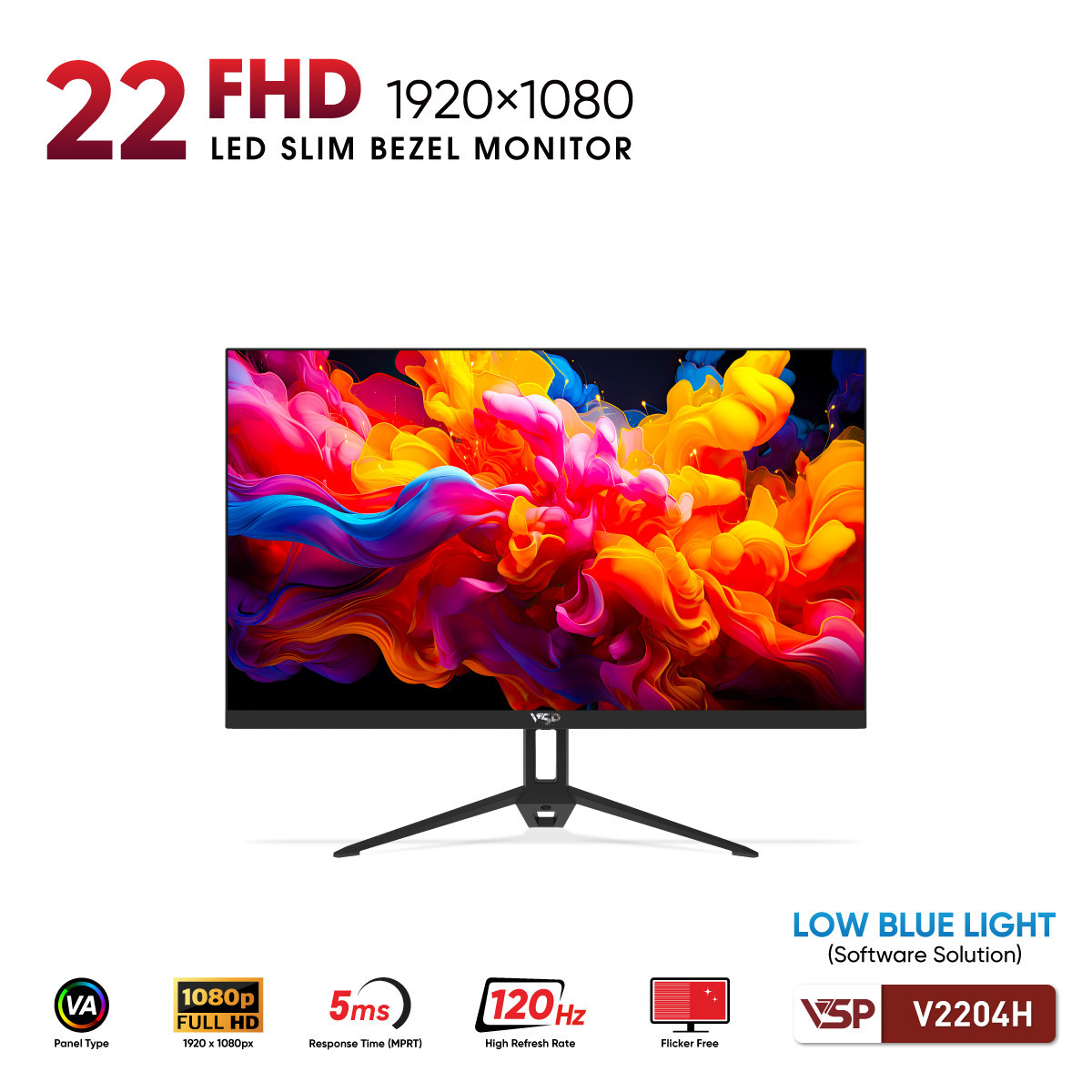 Màn hình Văn Phòng VSP V2204H | 22 inch, FHD, 120Hz, VA - Ảnh 2