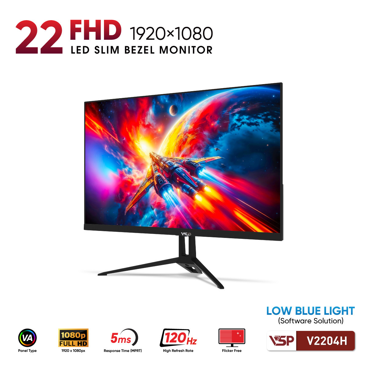 Màn hình Văn Phòng VSP V2204H | 22 inch, FHD, 120Hz, VA - Ảnh 3