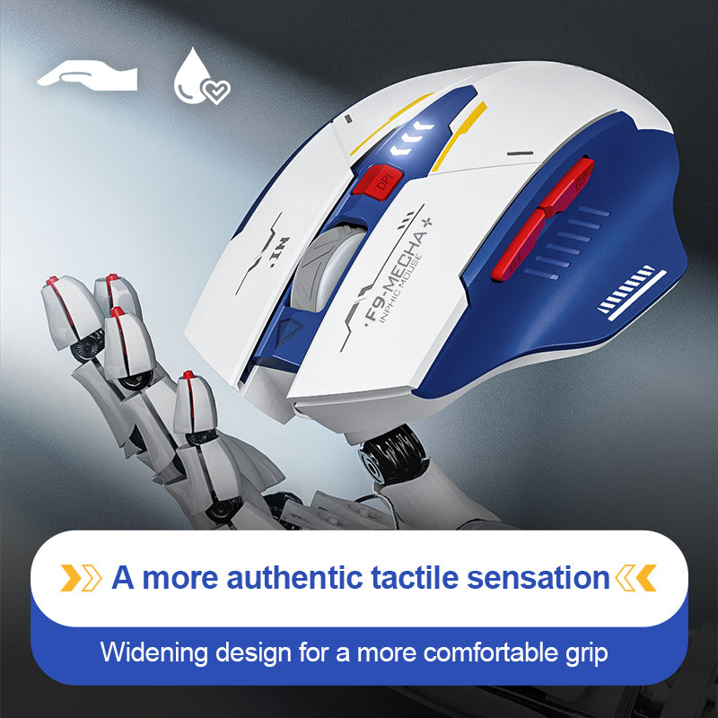 Chuột gaming INPHIC F9 Gundam Chính Hãng | Wireless, 2400 DPI, 90g, Trắng Xanh - Ảnh 3