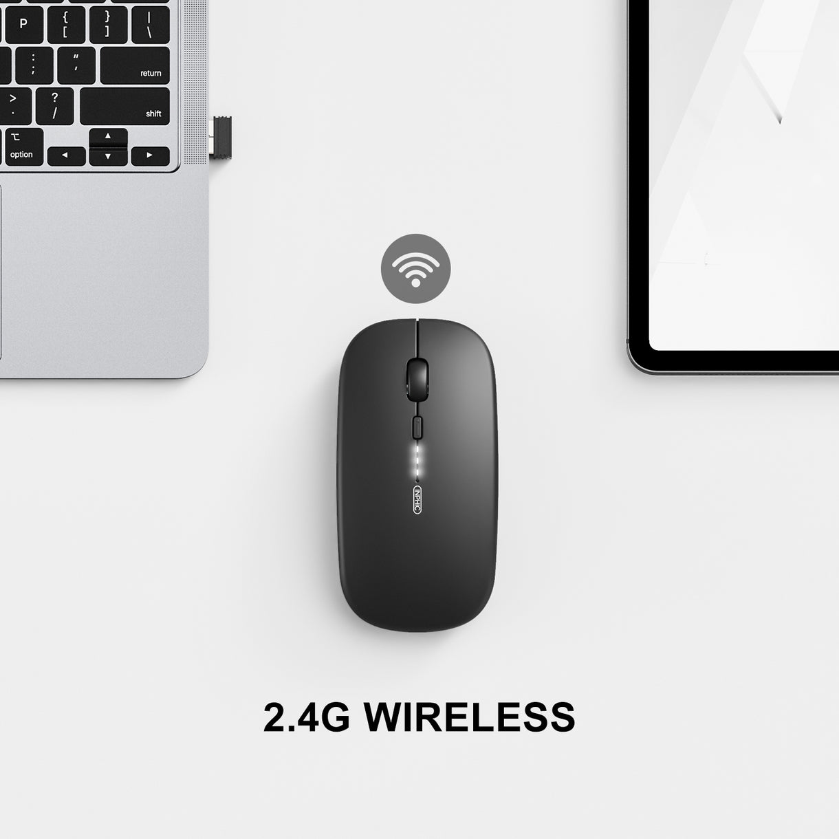 Chuột văn phòng INPHIC M1P Chính Hãng | Wireless, 1600 DPI, 73g, Đen - Ảnh 2