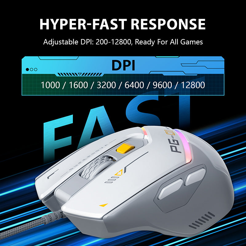 Chuột gaming INPHIC PG1 Chính Hãng | Wired, 12800 DPI, 78g, Trắng - Ảnh 5