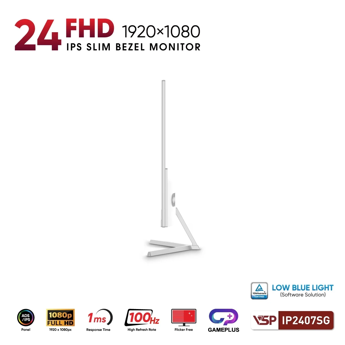 Màn hình văn phòng VSP IP2407SG Trắng | 24 inch, FHD, IPS, 100Hz - Ảnh 5