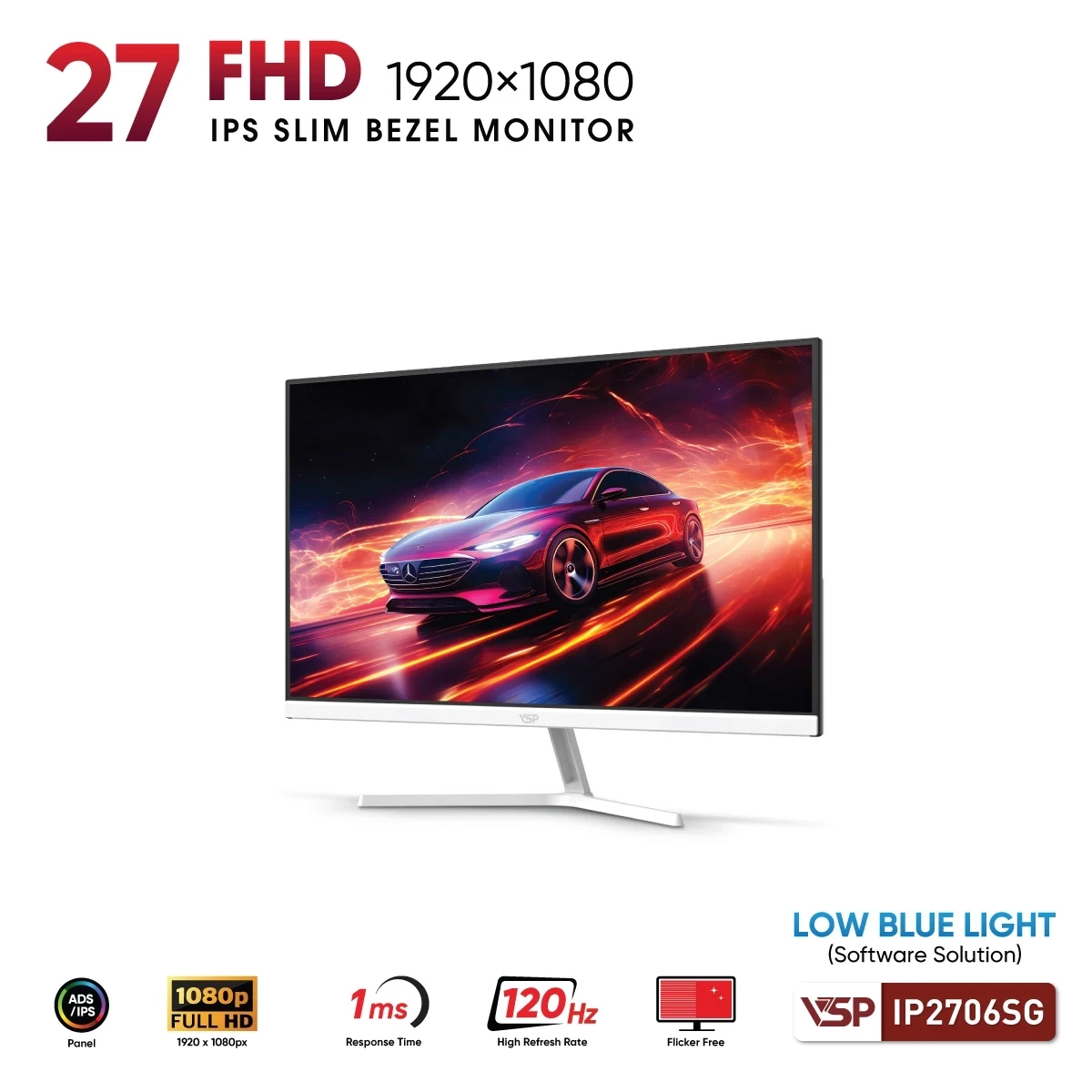 Màn hình văn phòng VSP IP2706SG | 27 inch, FHD, IPS, 120Hz, Trắng - Ảnh 3
