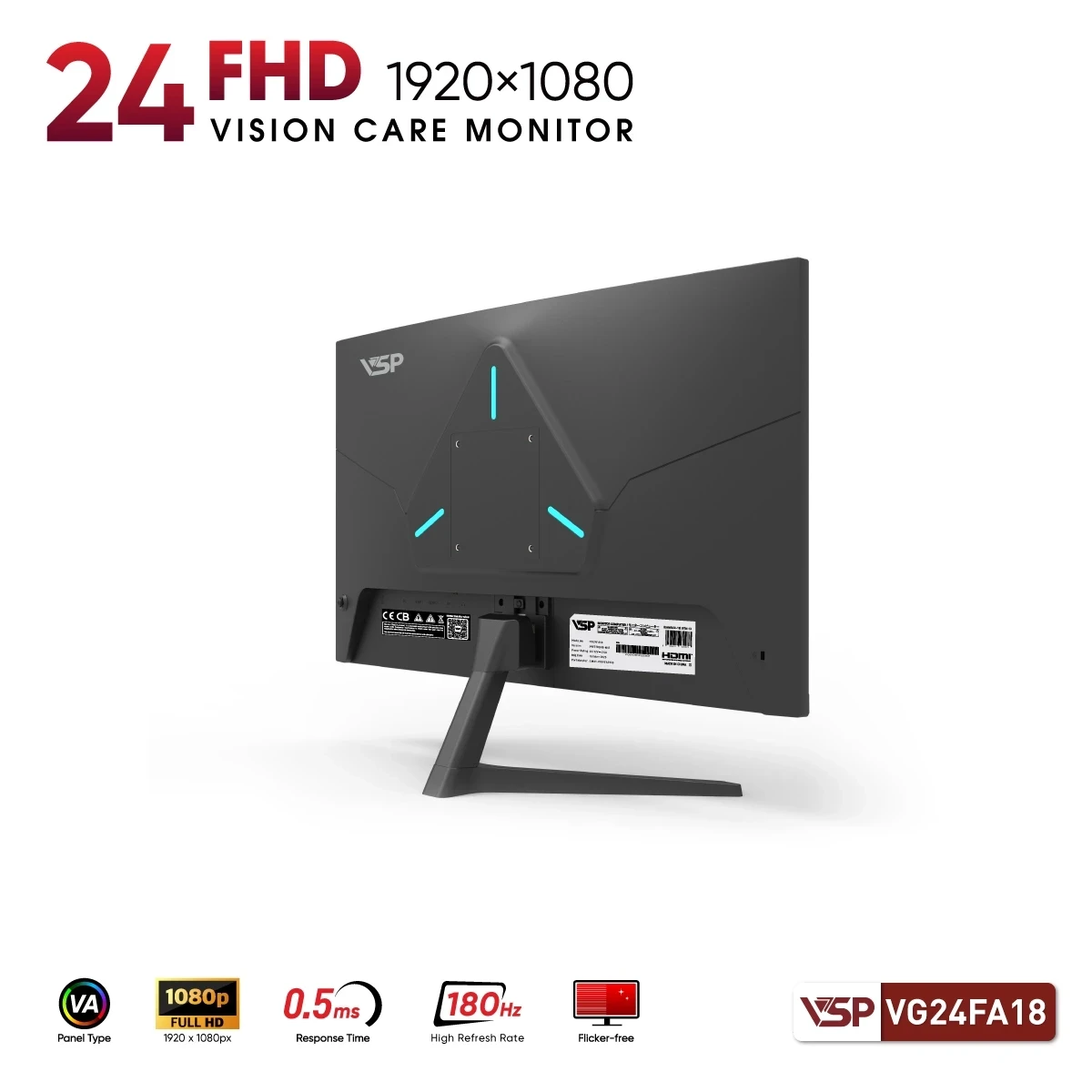 Màn hình Gaming VSP VG24FA18 | 24 inch, FHD, VA, 180Hz - Ảnh 4