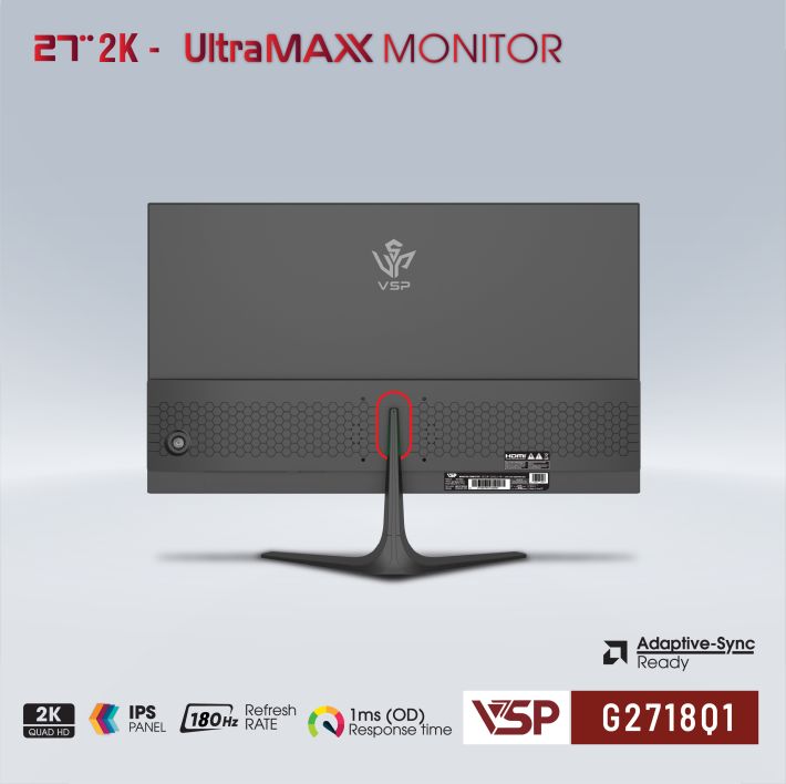 Màn hình Gaming VSP G2718Q1 | 27 inch, 2K/QHD, 180Hz, IPS - Ảnh 4