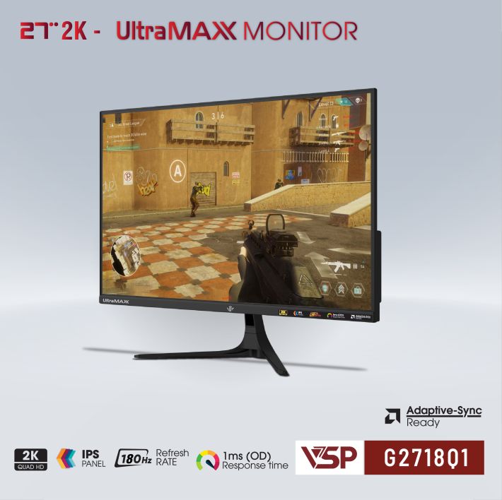 Màn hình Gaming VSP G2718Q1 | 27 inch, 2K/QHD, 180Hz, IPS - Ảnh 3