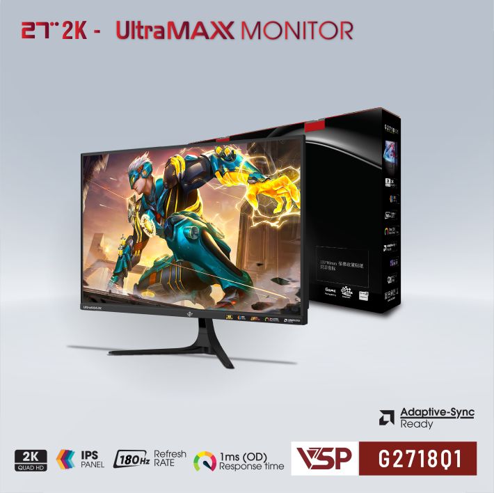 Màn hình Gaming VSP G2718Q1 | 27 inch, 2K/QHD, 180Hz, IPS - Ảnh 2